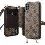 Guess 4G flipové pouzdro s popruhem pro iPhone XR - hnědé