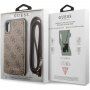 Guess 4G flipové pouzdro s popruhem pro iPhone XR - hnědé
