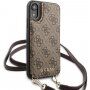 Guess 4G flipové pouzdro s popruhem pro iPhone XR - hnědé