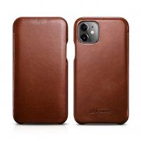 Icarer kožené flipové pouzdro pro iPhone 11 - kakaově hnědé