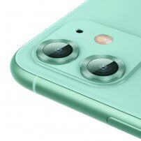 Baseus tvrzená skla s kovovým rámečkem k ochraně čoček zadního fotoaparátu pro iPhone 11 - zelená