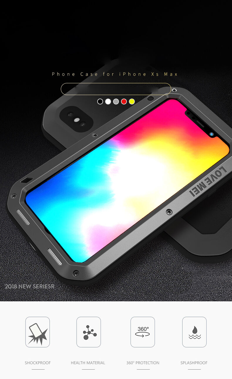 Love Mei super odolné pouzdro proti nárazu / vodě / prachu pro iPhone XS Max - černé
