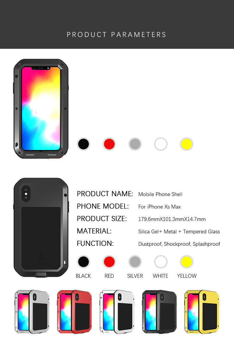 Love Mei super odolné pouzdro proti nárazu / vodě / prachu pro iPhone XS Max - černé