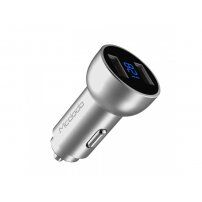 MCDODO nabíječka do auta se dvěma porty (5V / 3.4A) a LED displejem pro Apple iPhone / iPad / iPod - stříbrná