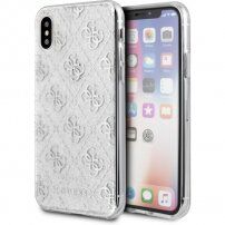 Guess 4G Solid Glitter třpytivý kryt pro iPhone X / XS - stříbrný