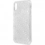 Guess 4G Solid Glitter třpytivý kryt pro iPhone X / XS - stříbrný
