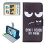 Pouzdro s integrovaným stojánkem a prostorem na doklady pro iPhone 5 / 5S / SE (2016) - "DON'T TOUCH MY PHONE"
