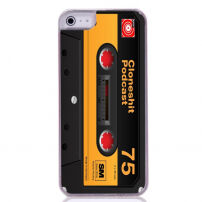 Ochranný plastový obal pro iPhone SE (2016) / 5S / 5 - audio kazeta - oranžová