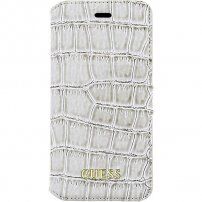 Guess Shiny Croco Book flipové pouzdro pro iPhone 5 / 5S / SE (2016) - béžové