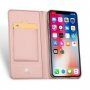 DUX DUCIS Pouzdro se stojánkem a přihrádkami na doklady pro Apple iPhone XS / iPhone X - růžově zlatá