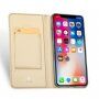 DUX DUCIS Pouzdro se stojánkem a přihrádkami na doklady pro Apple iPhone XS / iPhone X - zlatá