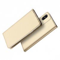 DUX DUCIS Pouzdro se stojánkem a přihrádkami na doklady pro Apple iPhone XS / iPhone X - zlatá