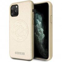 Guess Saffiano kryt s logem pro iPhone 11 Pro Max - zlatý