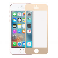 Tvrzené 3D sklo na celý obvod telefonu pro iPhone SE (2016)/ 5S / 5 - 0,3 mm - zlatá