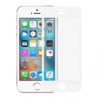 Tvrzené 3D sklo na celý obvod telefonu pro iPhone SE (2016)/ 5S / 5 - 0,3 mm - bílá