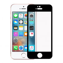 Tvrzené 3D sklo na celý obvod telefonu pro iPhone SE (2016)/ 5S / 5 - 0,3 mm - černá