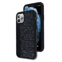 Kryt s textilním reflexním povrchem a rámečkem svítícím ve tmě pro iPhone 11 Pro Max - černý