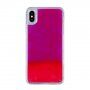 Přesýpací kryt svítící ve tmě pro iPhone XS Max - purpurovo-červený