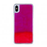 Přesýpací kryt svítící ve tmě pro iPhone XS Max - purpurovo-červený