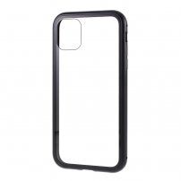 Pouzdro pro celý telefon z tvrzeného skla s kovovým rámečkem pro iPhone 11 - černé
