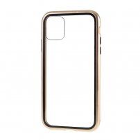 Pouzdro pro celý telefon z tvrzeného skla s kovovým rámečkem pro iPhone 11 Pro - zlaté