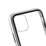 Pouzdro pro celý telefon z tvrzeného skla s kovovým rámečkem pro iPhone 11 Pro - stříbrné