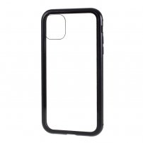 Pouzdro pro celý telefon z tvrzeného skla s kovovým rámečkem pro iPhone 11 Pro Max - černé