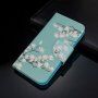 Flipové pouzdro bílé květy pro iPhone 7 / 8 / SE (2020/2022) - modré