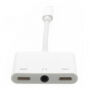 MH035-A audio a nabíjecí redukce - 3,5 mm jack / 2x Lightning na Lightning - bílá