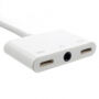 MH035-A audio a nabíjecí redukce - 3,5 mm jack / 2x Lightning na Lightning - bílá