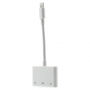 Redukce lightning konektor s dvěmi 3,5 mm jack konektory a lightning konektorem pro Apple iPhone - bílá