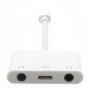 Redukce lightning konektor s dvěmi 3,5 mm jack konektory a lightning konektorem pro Apple iPhone - bílá