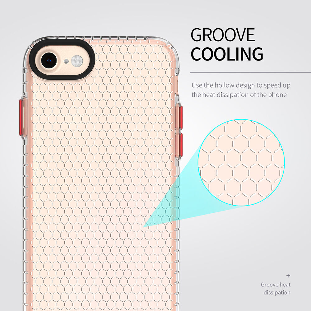 Transparentní kryt se strukturou včelí plástve pro iPhone 6 / 6S / 7 / 8 - černý