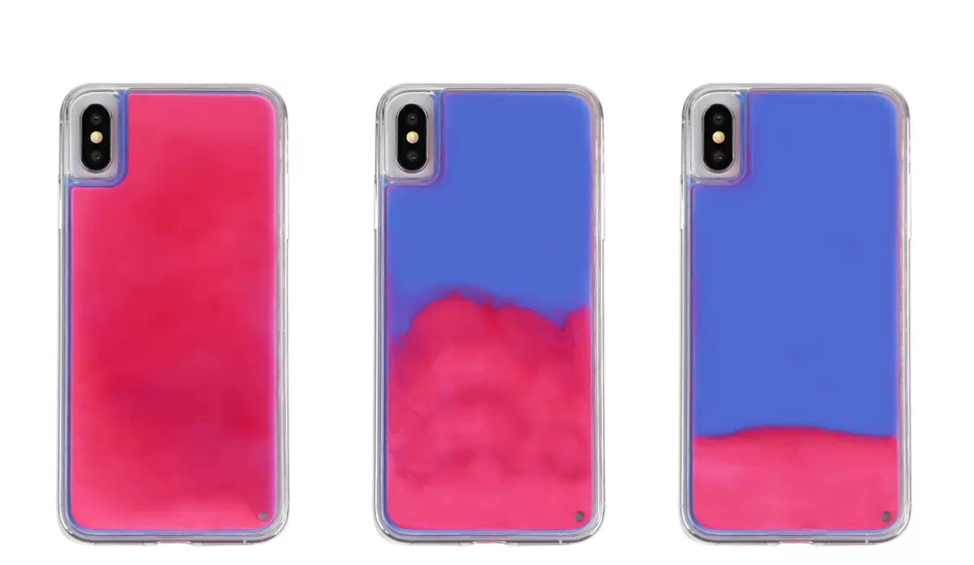 Přesýpací kryt svítící ve tmě pro iPhone XS Max - modro-fuchsiový Přesýpací kryt svítící ve tmě pro iPhone XS Max - modro-fuchsiový