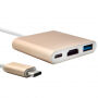3v1 video redukce - HDMI / USB-C / USB-A na USB-C - zlatá