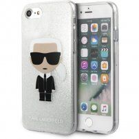 Karl Lagerfeld Glitter Ikonic kryt pro iPhone 7 / 8 / SE (2020/2022) - stříbrný