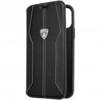 Lamborghini Huracan originální kožené pouzdro pro iPhone 11 - černé