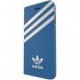 Adidas originální flipové pouzdro s logem a proužky pro iPhone 7 / 8 / SE (2020/2022) - modrobílé