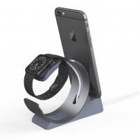 Elegantní hliníkový stojánek / dokovací stanice pro Apple Watch / iPhone - šedý