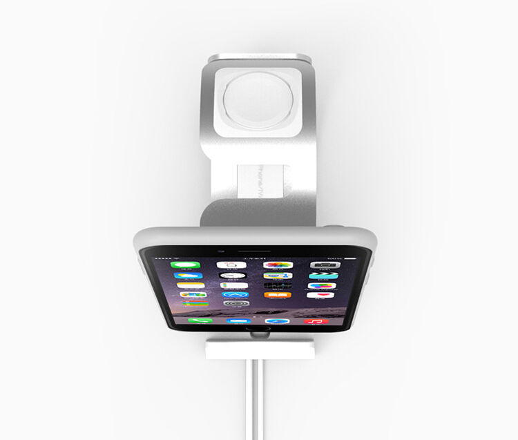 Elegantní hliníkový stojánek / dokovací stanice pro Apple Watch / iPhone - stříbrný
