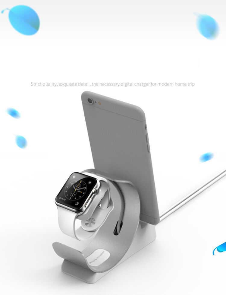 Elegantní hliníkový stojánek / dokovací stanice pro Apple Watch / iPhone - stříbrný