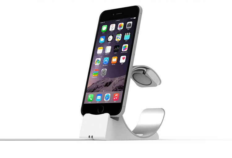 Elegantní hliníkový stojánek / dokovací stanice pro Apple Watch / iPhone - stříbrný