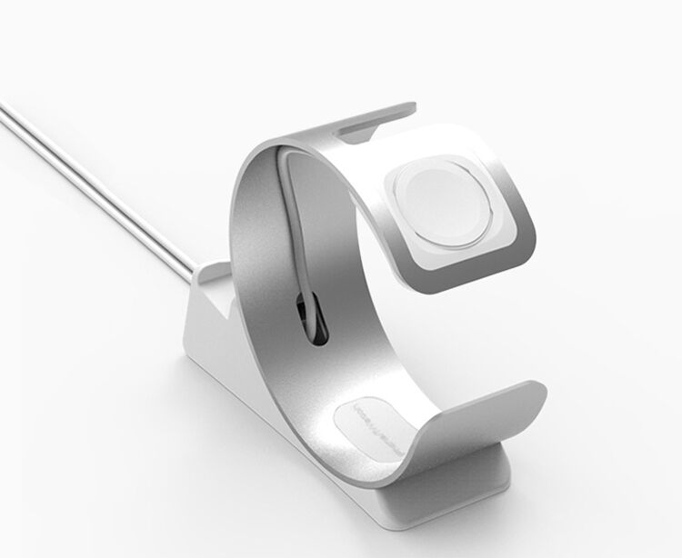 Elegantní hliníkový stojánek / dokovací stanice pro Apple Watch / iPhone - stříbrný
