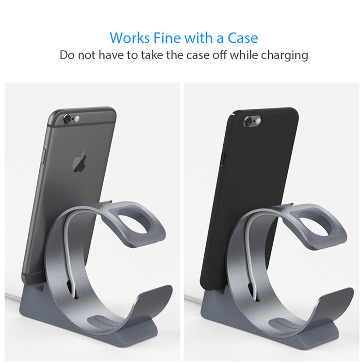 Elegantní hliníkový stojánek / dokovací stanice pro Apple Watch / iPhone - stříbrný