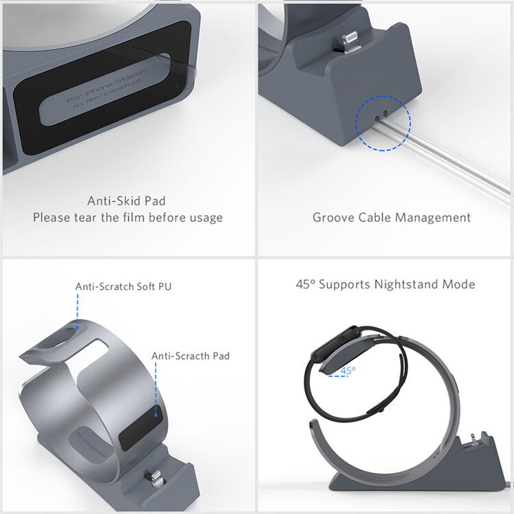 Elegantní hliníkový stojánek / dokovací stanice pro Apple Watch / iPhone - stříbrný