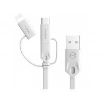 MCDODO USB kabel s lightning / micro USB / USB-C konektory pro Apple iPhone - 1m - bílý