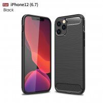 Kryt s texturou broušeného karbonu pro iPhone 12 Pro Max - černý