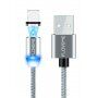 FLOVEME Round magnetický kabel USB-A / USB-C / Micro USB / Lightning pro iPhone / iPad / iPod / AirPods - 1 m - stříbrná