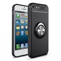 Kryt s kovovým stojánkem vhodný do magnetických držáků pro iPhone 5 / 5S / SE (2016) - černošedý