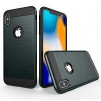Odolný kryt na iPhone XS Max - broušená textura - tmavě modrý